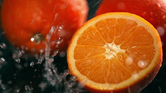 橙子切面水花飞溅广告素材视频素材模板下载