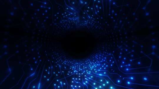 抽象计算机芯片组蓝色隧道背景