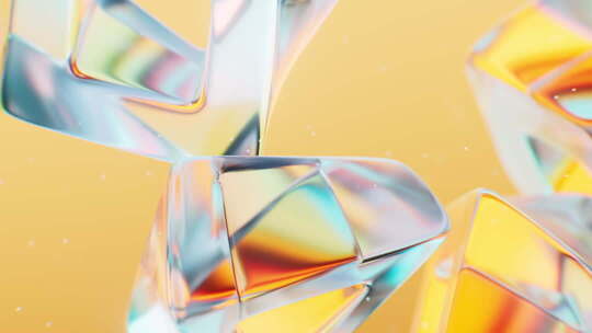 抽象透明玻璃宝石背景三维渲染