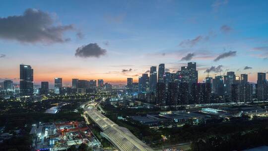 前海桂湾隧道CBD日转夜晚霞延时