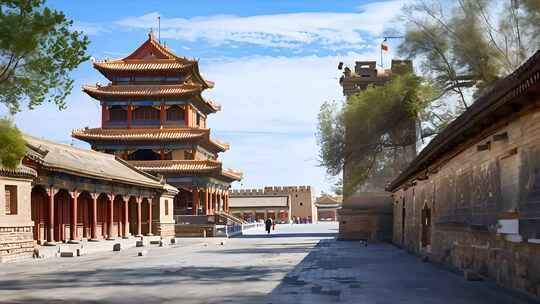 中国古代古城的城楼与城墙 巍峨耸立千年
