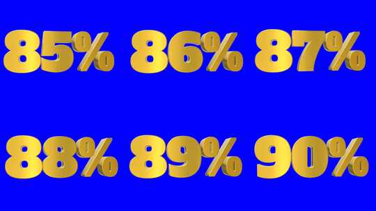 一组黄金百分比数字3d动画移动无缝循环孤