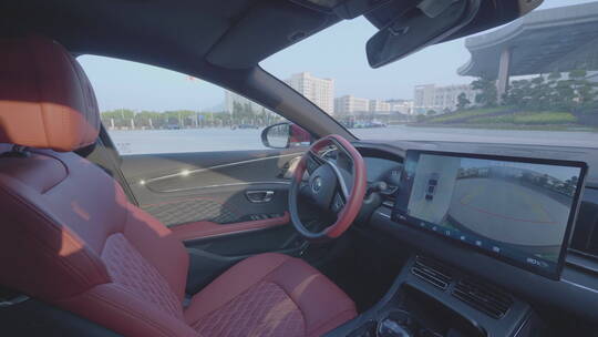 比亚迪新能源汽车 无人驾驶 方向盘 大屏幕视频素材模板下载