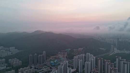 延时深圳地标塘朗山日出车流霞光宣传片