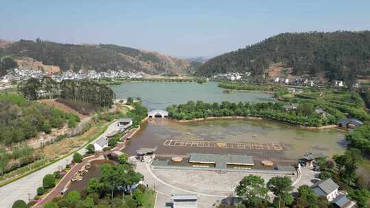 云南弥勒锦屏山后海景区航拍