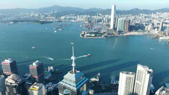 香港维多利亚港航拍香港城市建筑风光风景