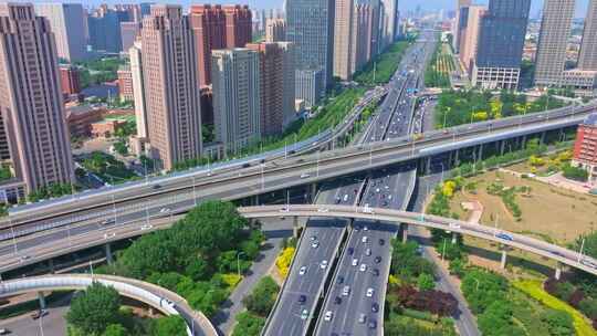 天津地标海河风景航拍海津大桥城市建设车流视频素材模板下载
