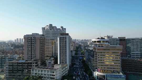 航拍广东江门胜利路五邑城商业中心