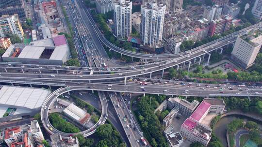 航拍城市道路立交桥 4k