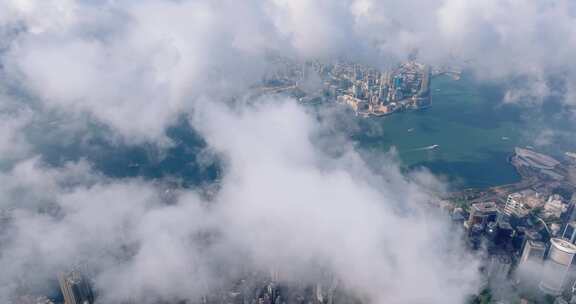 香港航拍港岛穿云大景