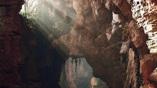 一束光照亮的神秘洞穴