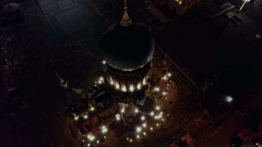 哈尔滨索菲亚教堂夜景航拍