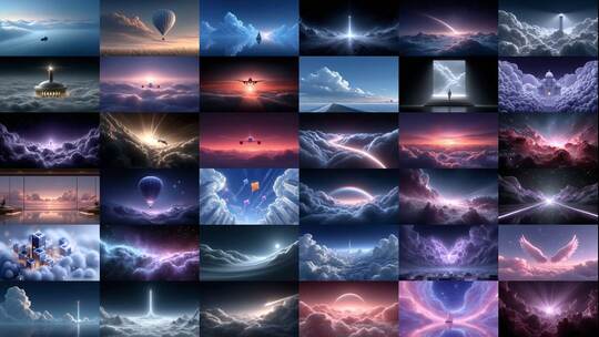 云端奇幻世界光影变幻之旅前115S为快速预览高清在线视频素材下载