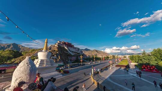 西藏拉萨药王山布达拉宫延时视频素材模板下载