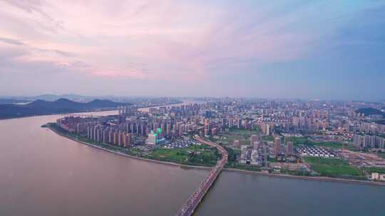 杭州滨江城市建筑风景航拍