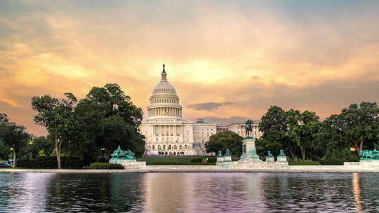 美国华盛顿特区美国国会大厦的时间流逝。