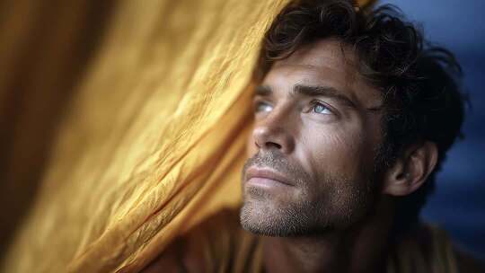 男人沉思眺望未来眼神充满希望