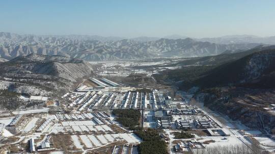 乡村雪景航拍 北方农村  土地