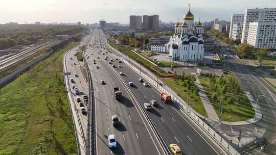 俄罗斯公路铁路交通航拍