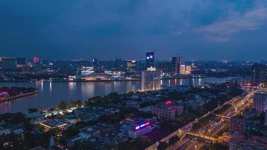 广州白鹅潭大湾区艺术中心夜景延时