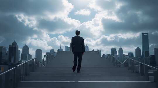 商务人士走路上台阶楼梯背景