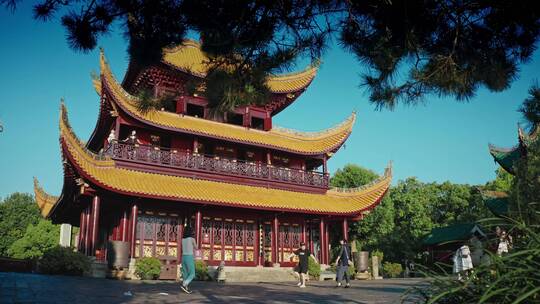 湖南洞庭湖风光带岳阳楼风景区航拍