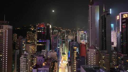 香港铜锣湾夜景航拍视频素材模板下载