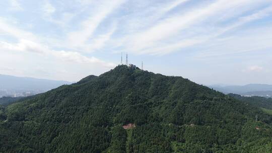 航拍祖国青山森林植物蓝天白云