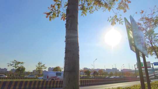 城市夕阳西下马路汽车车流延时风景视频素材