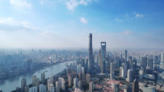 航拍上海陆家嘴金融中心现代城市风光