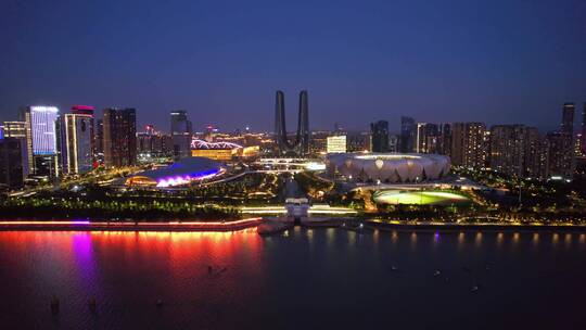 杭州奥体夜景航拍