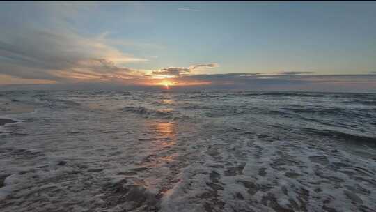 海边日落大海夕阳海浪视频素材模板下载