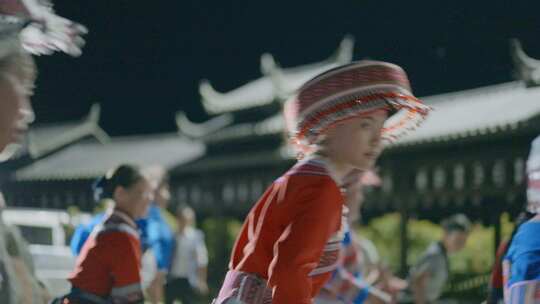 民族节日云南彝族苗族火把节舞蹈民族妇女视频素材模板下载
