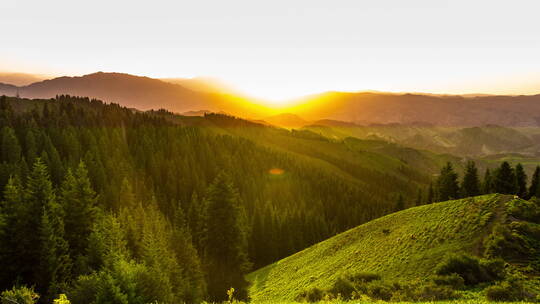 新疆乌鲁木齐南山小水渠景区日落视频素材模板下载