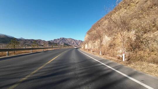 行车视角道路两侧绿化风景开车第一视角开车