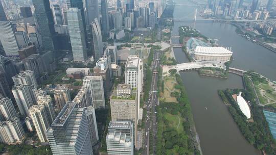 广州天河区珠江新城城市CBD航拍