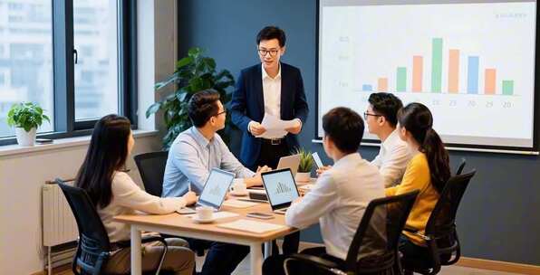 商务人士会议室汇报讲解