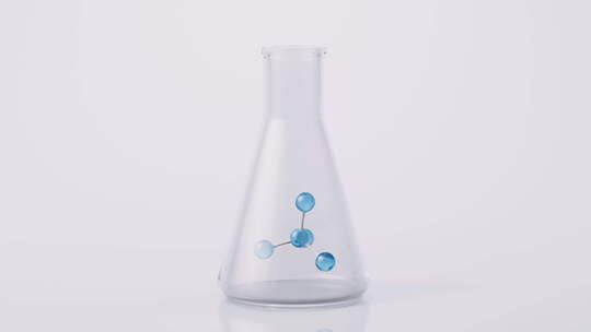 锥形瓶与分子结构3D渲染视频素材模板下载