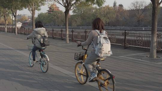 北京骑单车意境镜头4K实拍