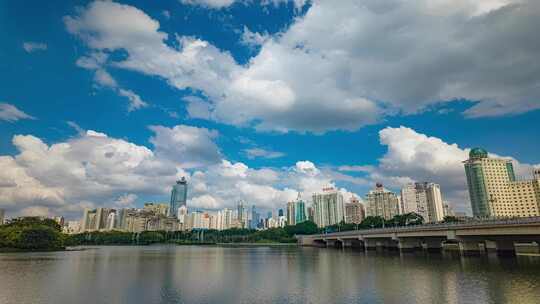 南宁延时南湖公园风景城市风光高楼大厦大景