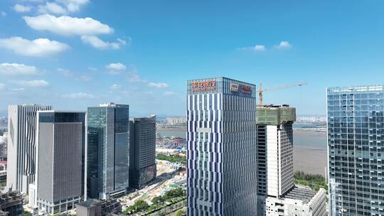 平安银行总部大楼航拍写字楼建筑城市风光视频素材模板下载