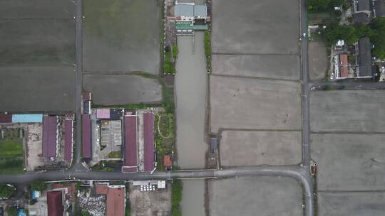 上海水渠灌溉连接黄浦江4K航拍视频素材模板下载