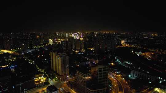 天津城市夜景灯光航拍