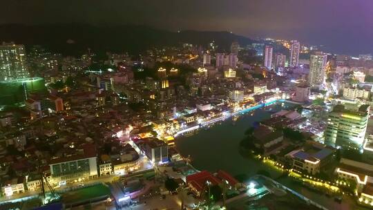 右移航拍厦门沙坡尾夜景