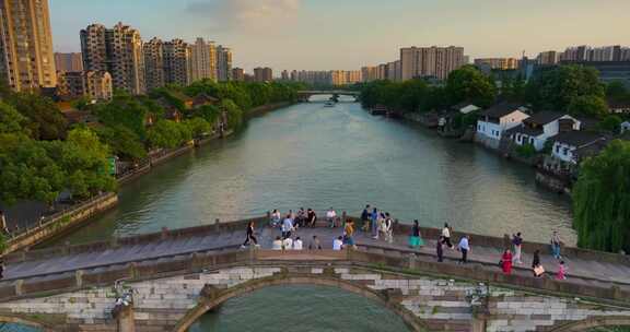 杭州拱墅区运河拱宸桥初夏风光