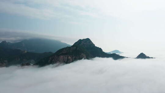 航拍山东泰山日出云海风光