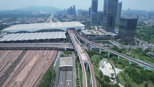 深圳北站轨道交通及周边城市建筑视频素材模板下载