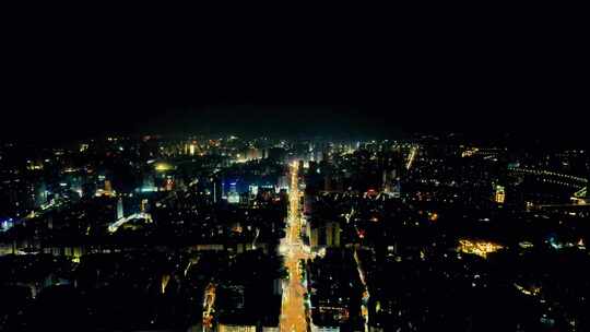 湖南衡阳城市夜景灯光航拍视频素材模板下载