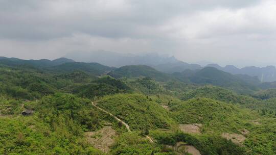 航拍大好河山青山绿水连绵山脉