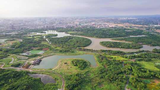 成都青龙湖湿地公园航拍